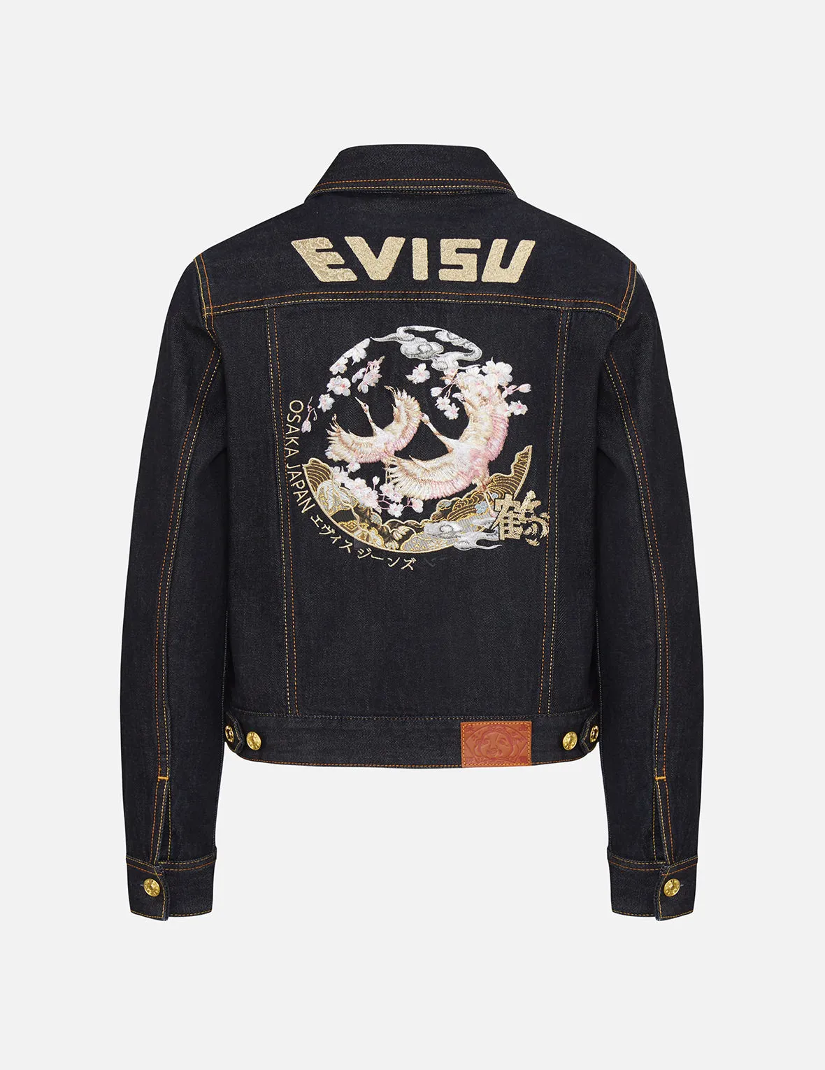 Crane Graphic Embroidered Denim Jacket