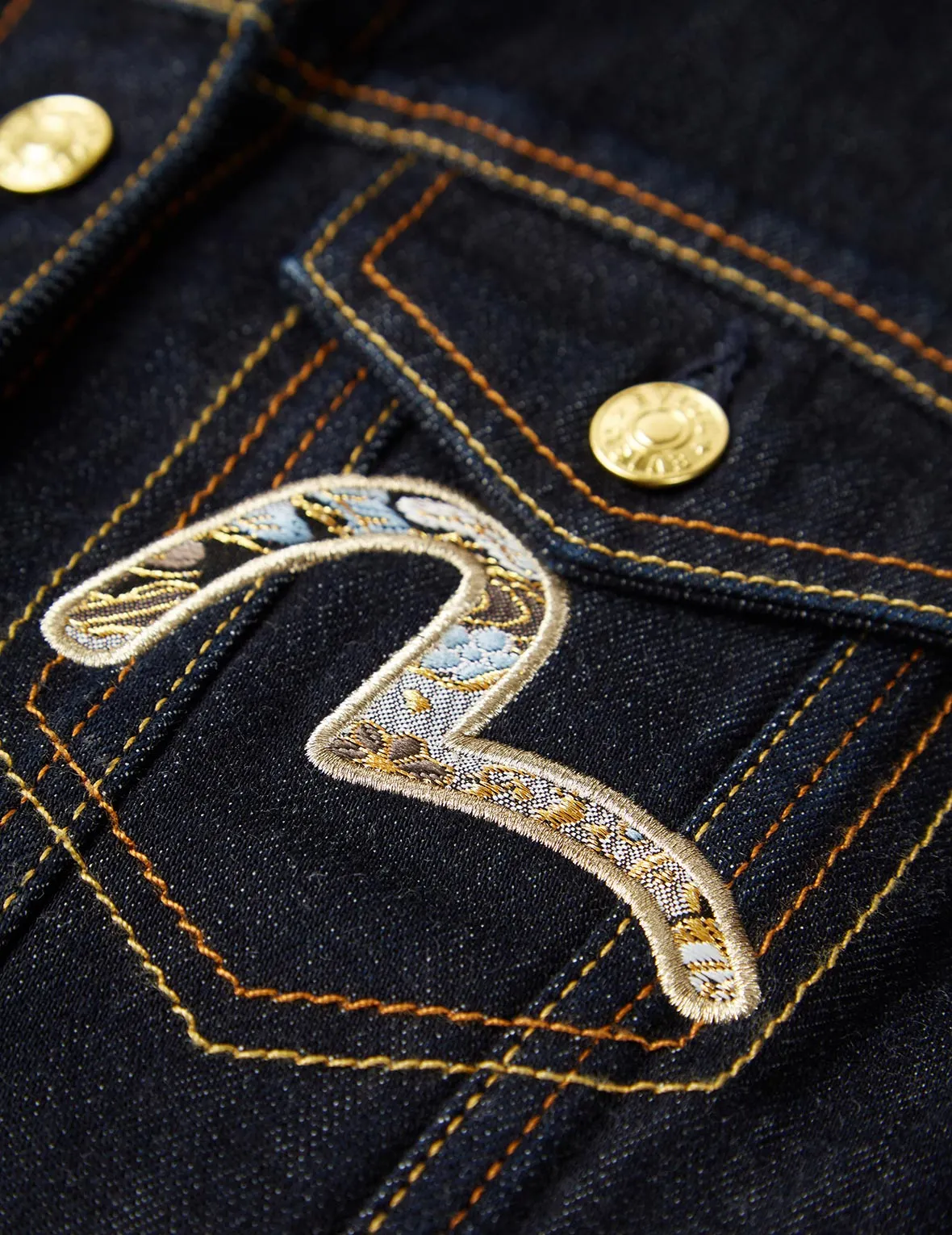 Crane Graphic Embroidered Denim Jacket