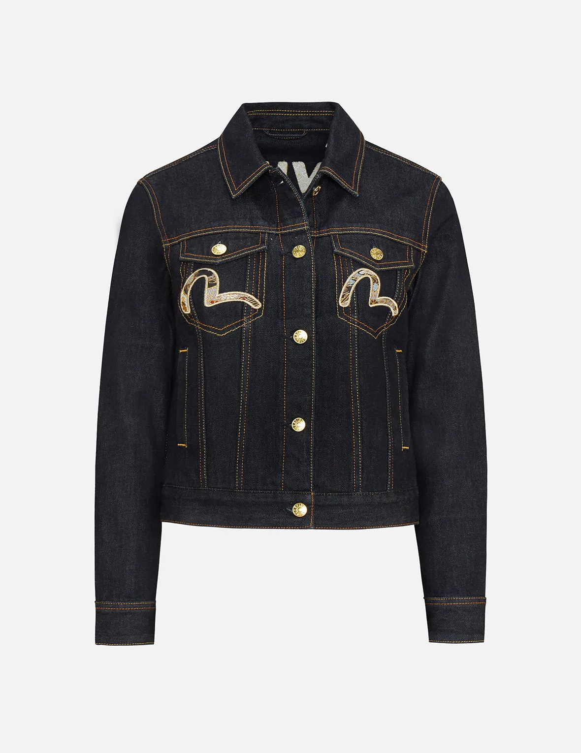 Crane Graphic Embroidered Denim Jacket