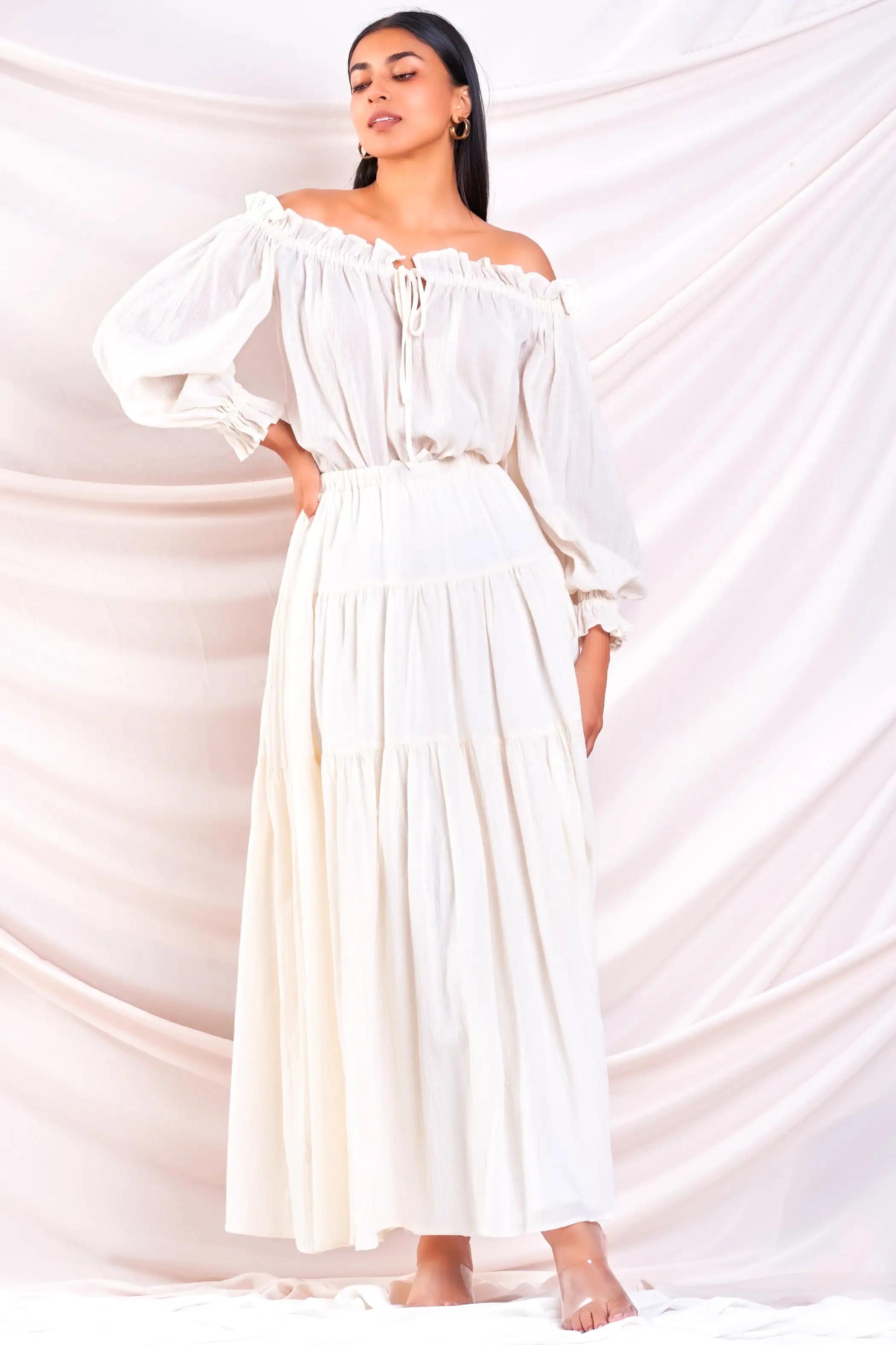 Cream Linen Maxi Skirt