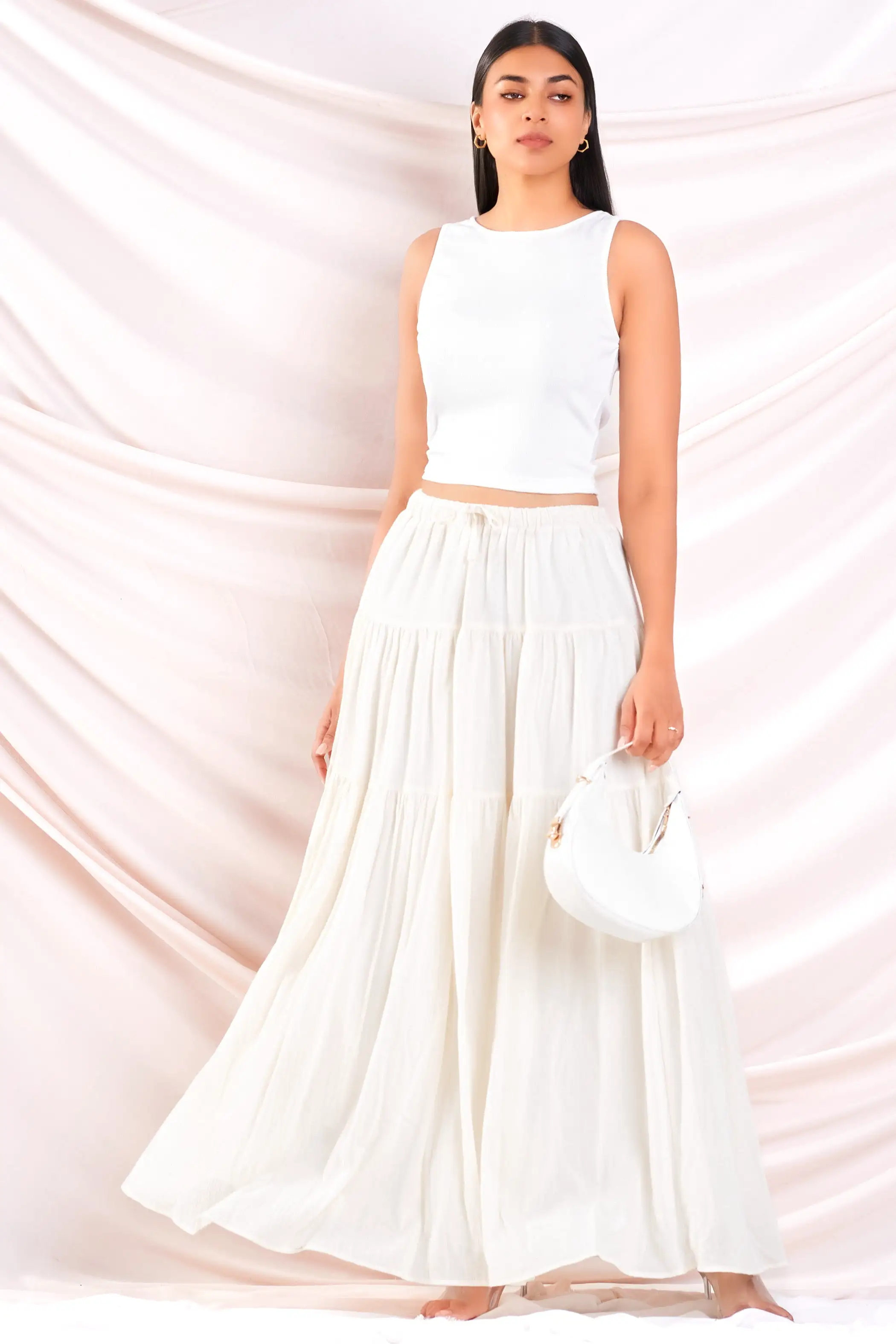 Cream Linen Maxi Skirt