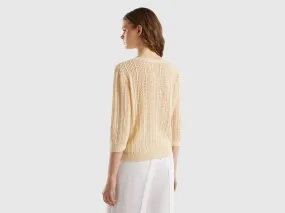 Crochet sweater - Beige | Benetton