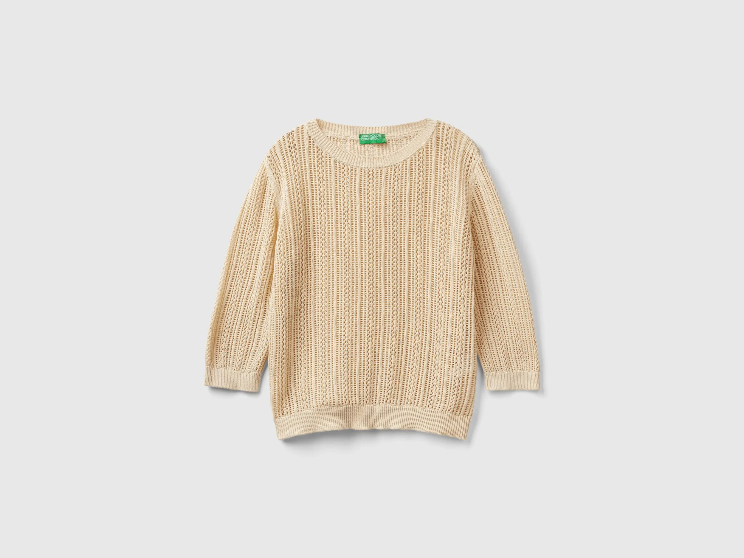 Crochet sweater - Beige | Benetton