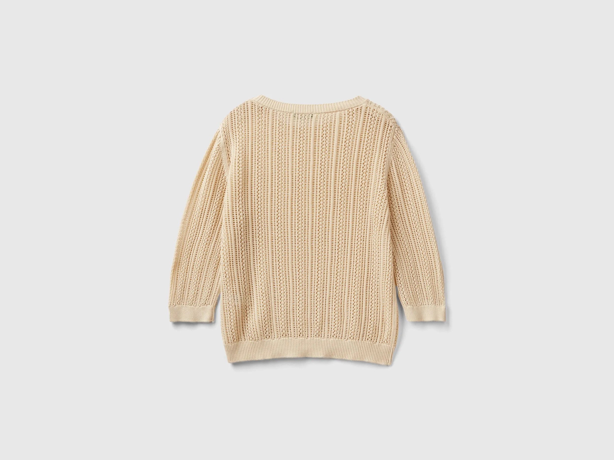 Crochet sweater - Beige | Benetton