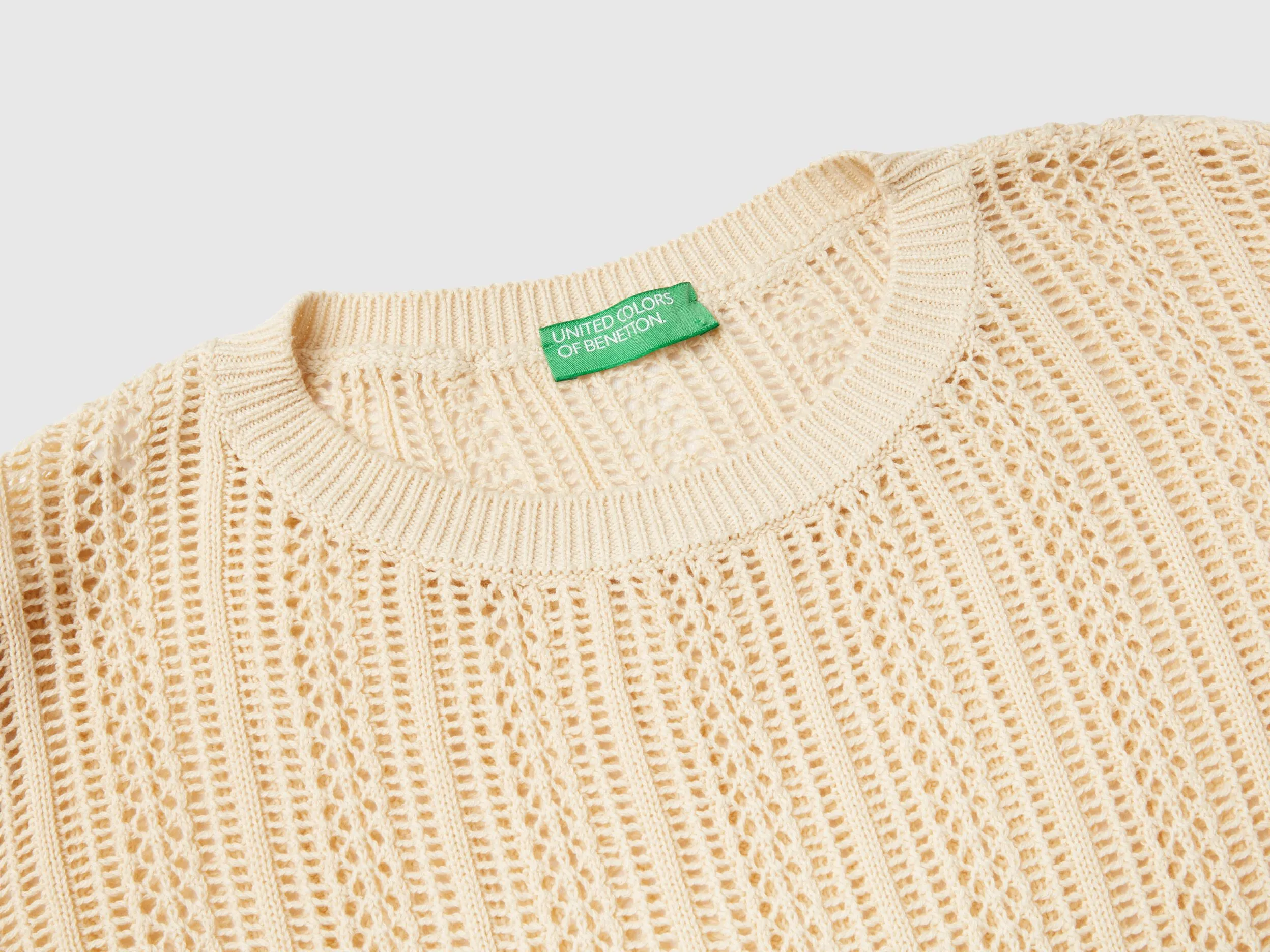 Crochet sweater - Beige | Benetton