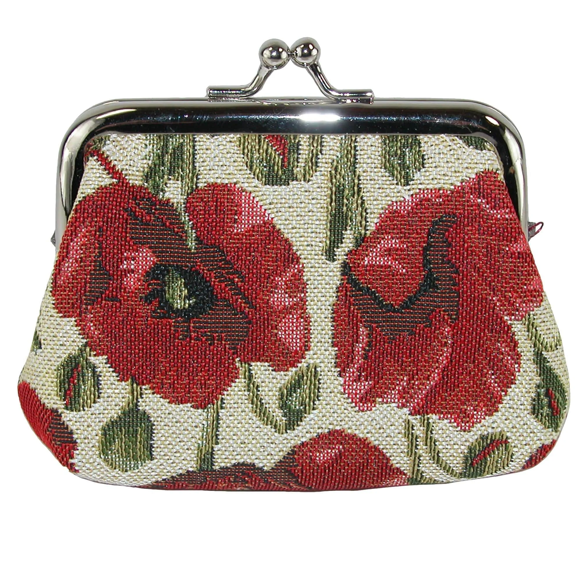 CTM Women's Poppy Print Tapestry Glasses Case and Coin Purse Set