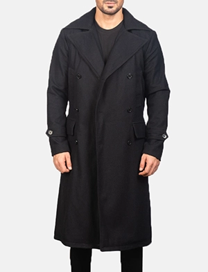 Detective Black Wool Coat