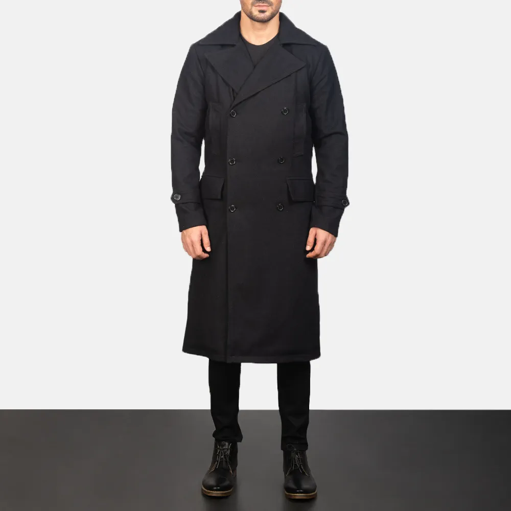 Detective Black Wool Coat