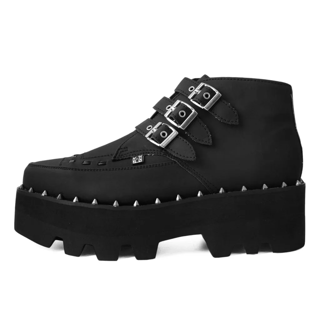 Dino Lug 3 Buckle Boot Matte Black Vegan Leather