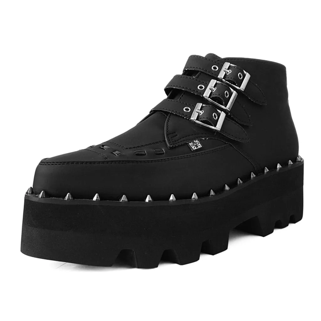 Dino Lug 3 Buckle Boot Matte Black Vegan Leather