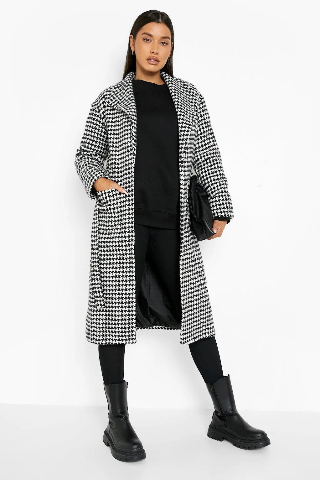 Dogtooth Waterfall Belted Coat