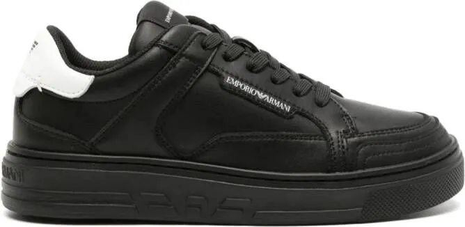 Emporio Armani logo-print leather sneakers Black