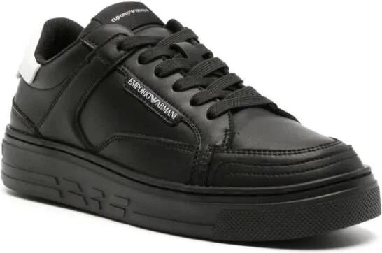 Emporio Armani logo-print leather sneakers Black