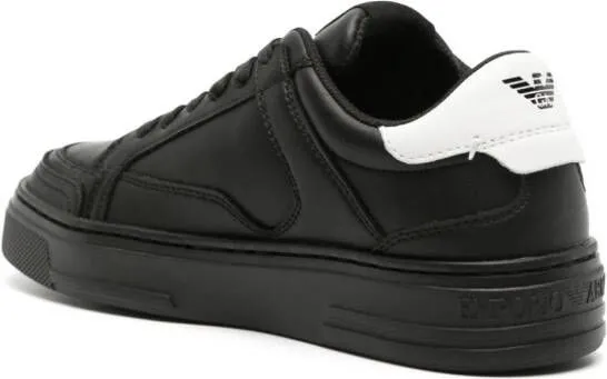 Emporio Armani logo-print leather sneakers Black