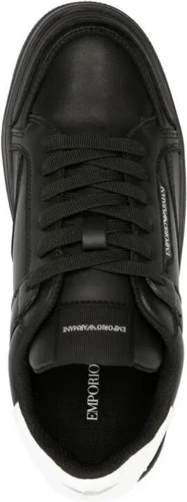 Emporio Armani logo-print leather sneakers Black