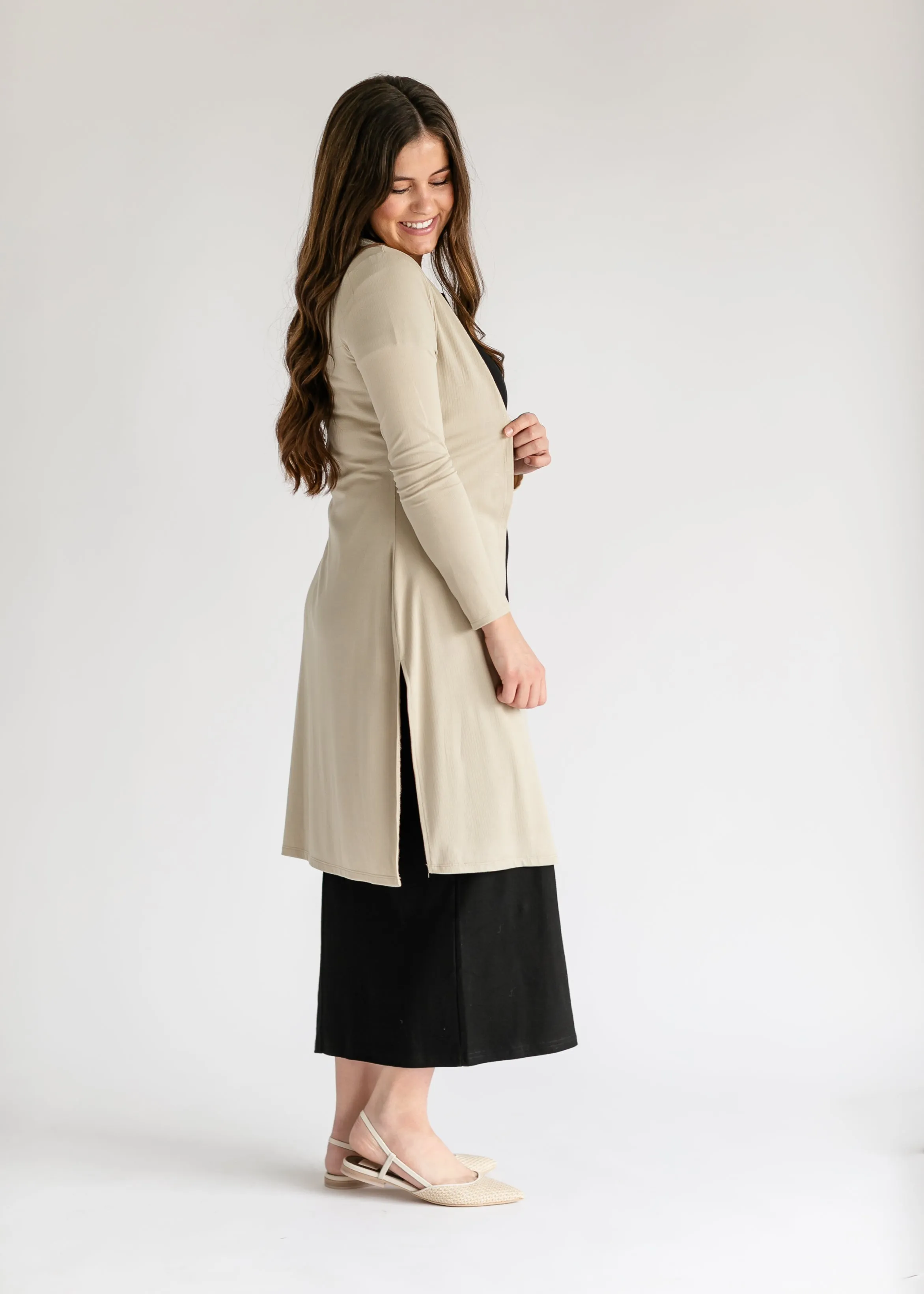 Essential Lightweight Side Slit Cardigan