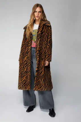 Essentials Printed Faux Fur Coat