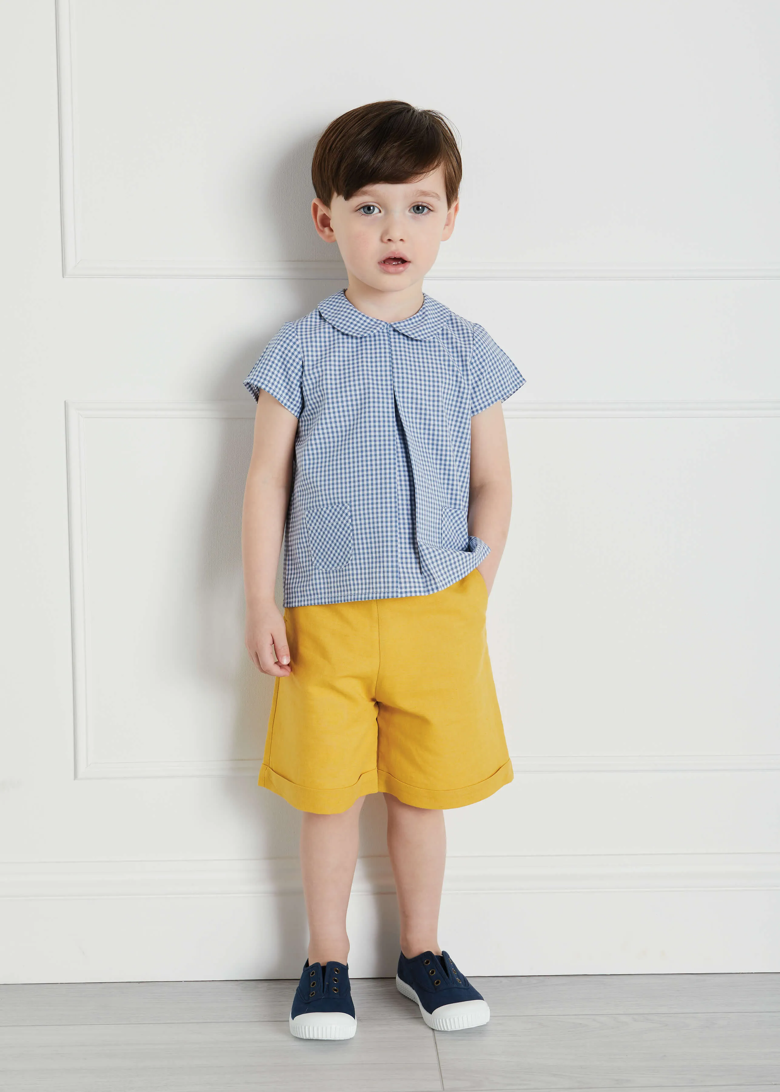 Faux Pocket Elasticated Waist Shorts in Mustard (18mths-3yrs)