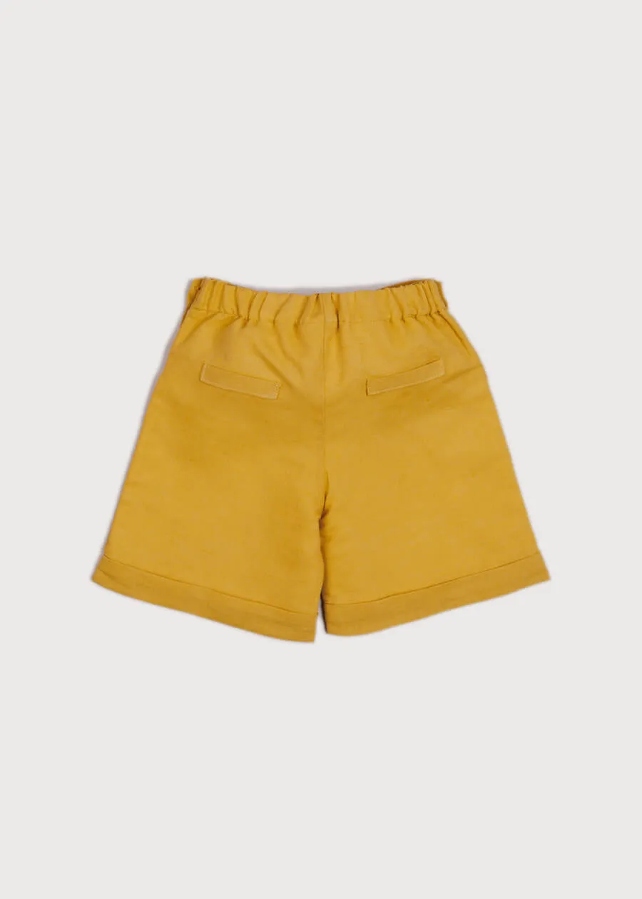 Faux Pocket Elasticated Waist Shorts in Mustard (18mths-3yrs)