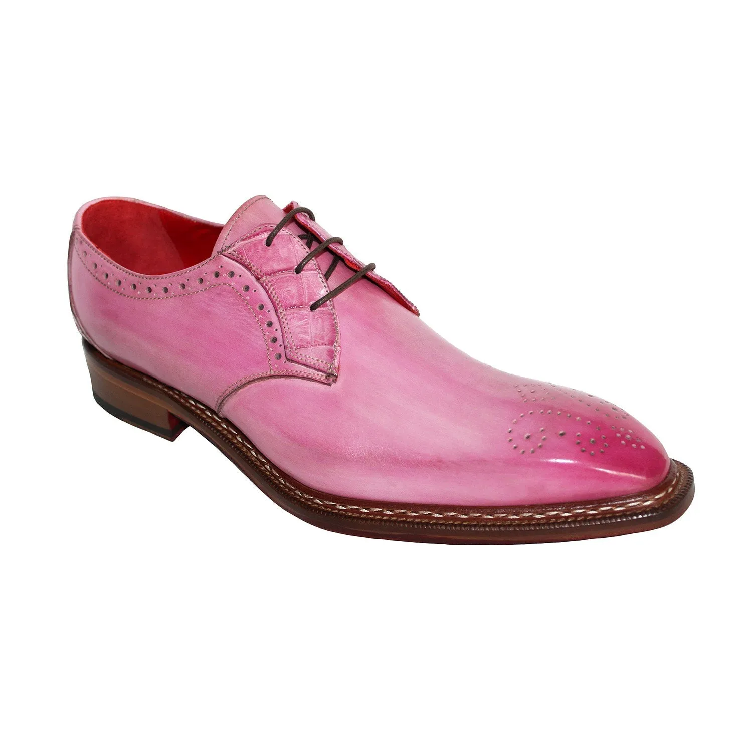 Fennix Tyler Men's Shoes Pink Calf Leather/Alligator Exotic Oxfords (FX1068)