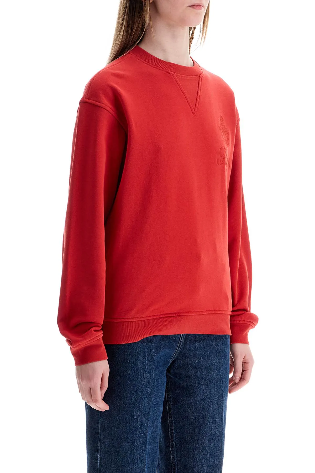 Frame Red Cotton Sweater With Logo Embroidery