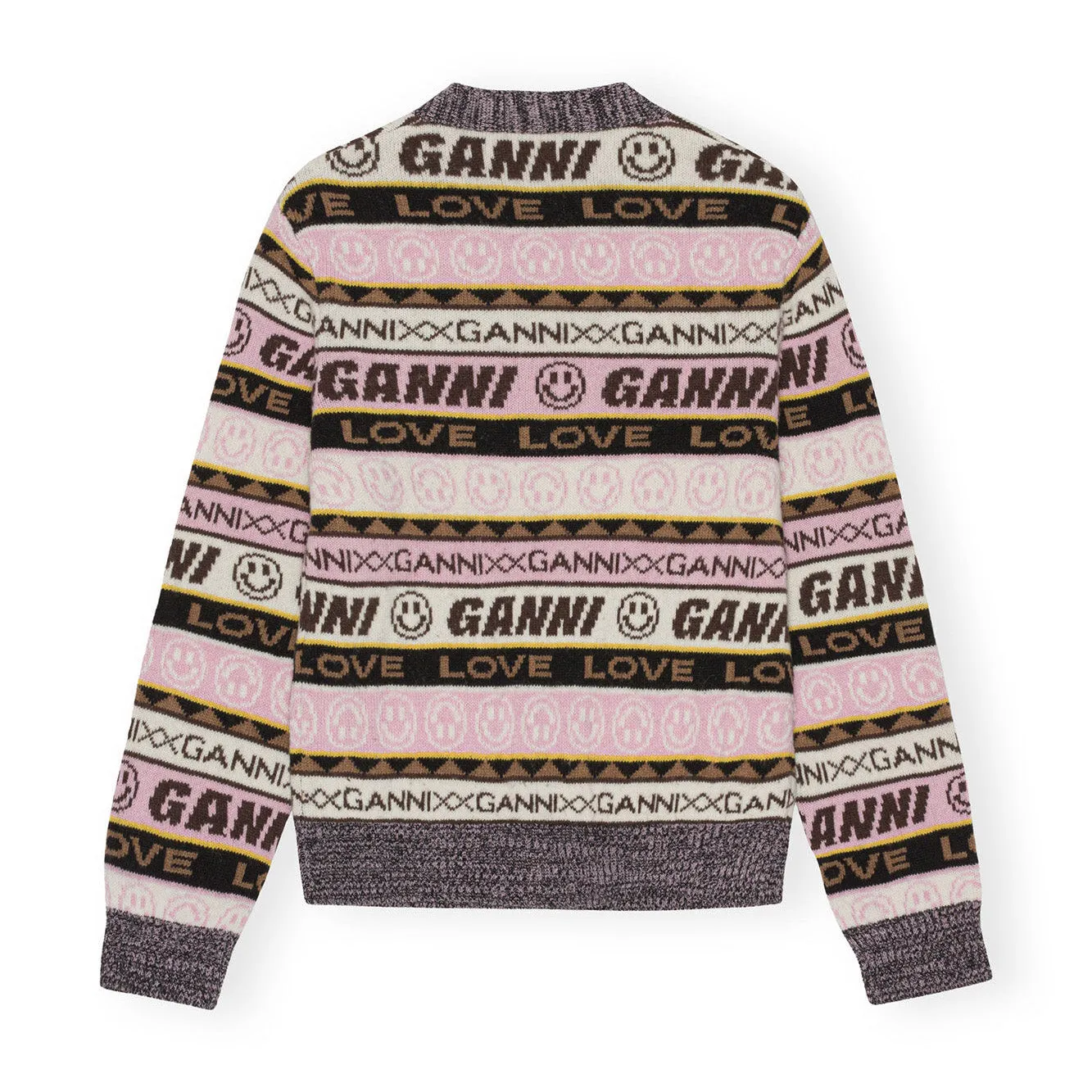 Ganni Graphic Lambswool Cardigan 'Oak'