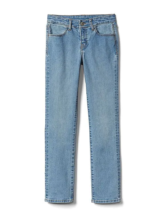 GAP Girls Blue Mid Rise Straight Jeans In Stretch