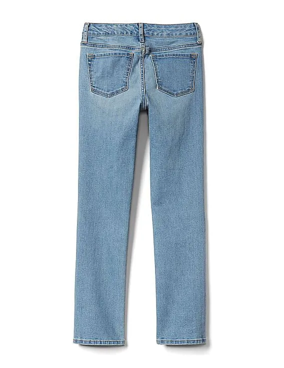 GAP Girls Blue Mid Rise Straight Jeans In Stretch