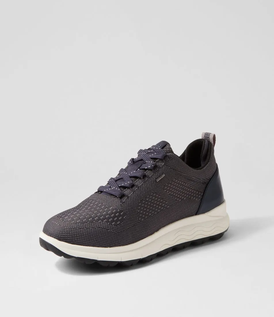 GEOX D Spherica Dark Jeans Light Grey Knit Sneakers