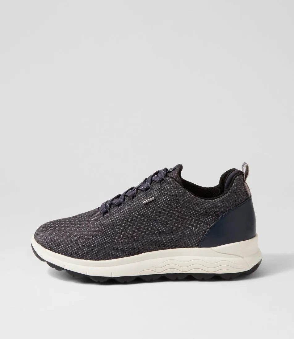 GEOX D Spherica Dark Jeans Light Grey Knit Sneakers