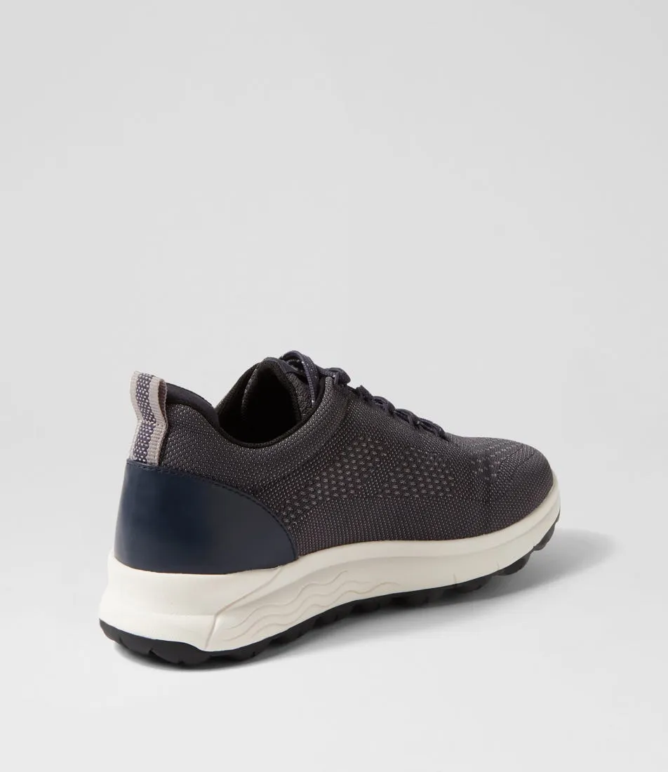 GEOX D Spherica Dark Jeans Light Grey Knit Sneakers