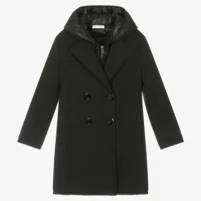 Girls Black 2-in-1 Jersey Coat & Gilet