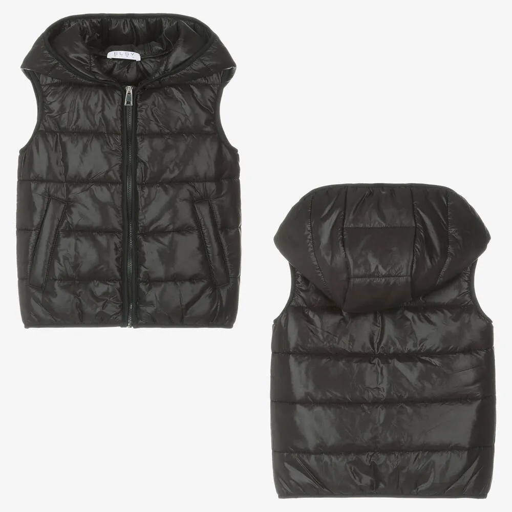 Girls Black 2-in-1 Jersey Coat & Gilet