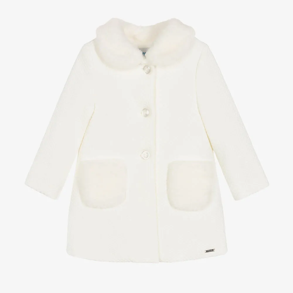 Girls Ivory Waffle Coat