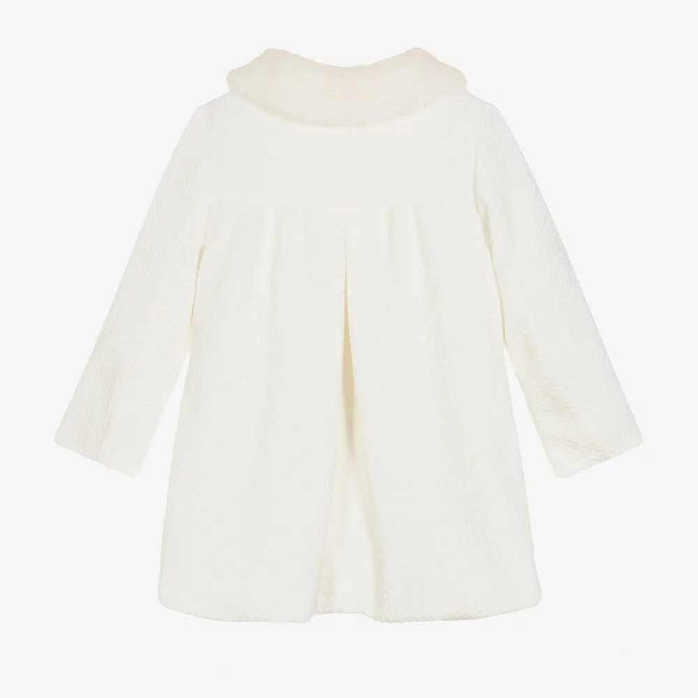 Girls Ivory Waffle Coat