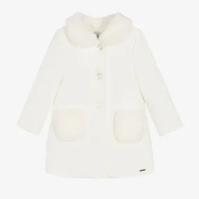 Girls Ivory Waffle Coat