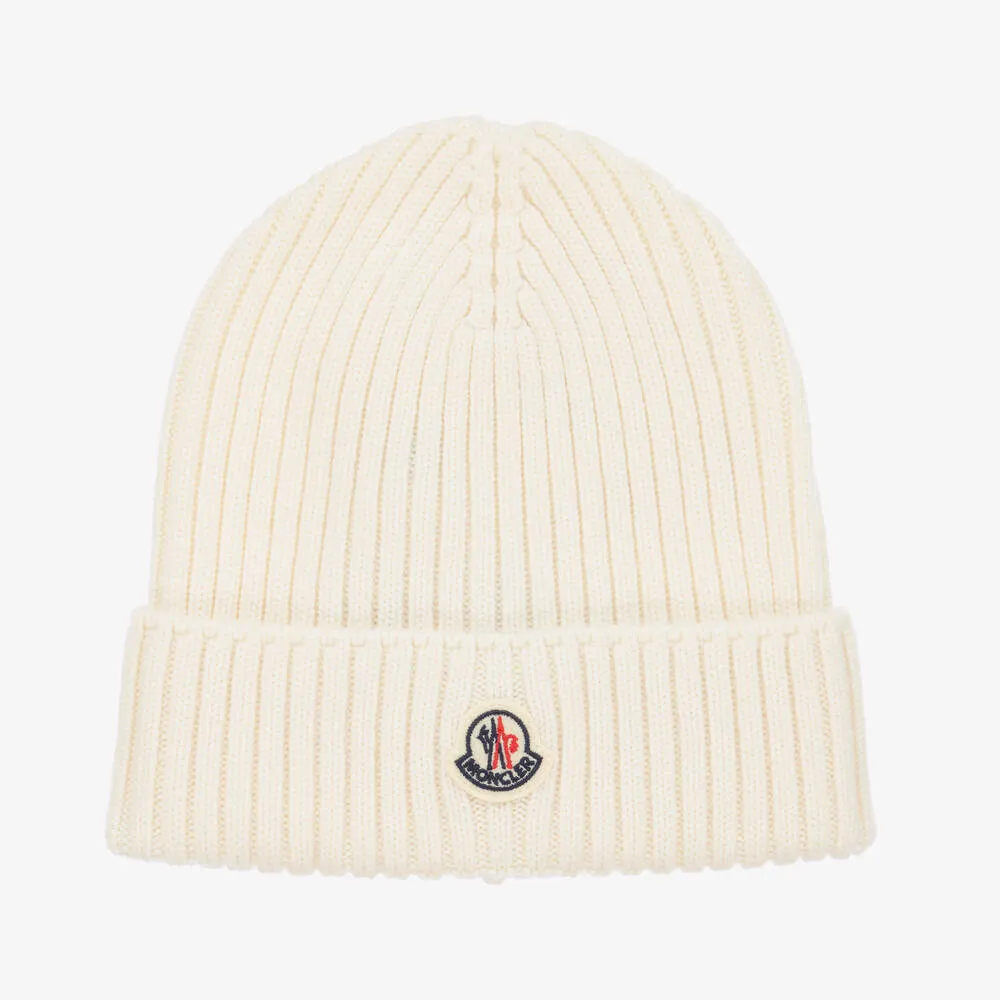 Girls Ivory Wool Knit Hat