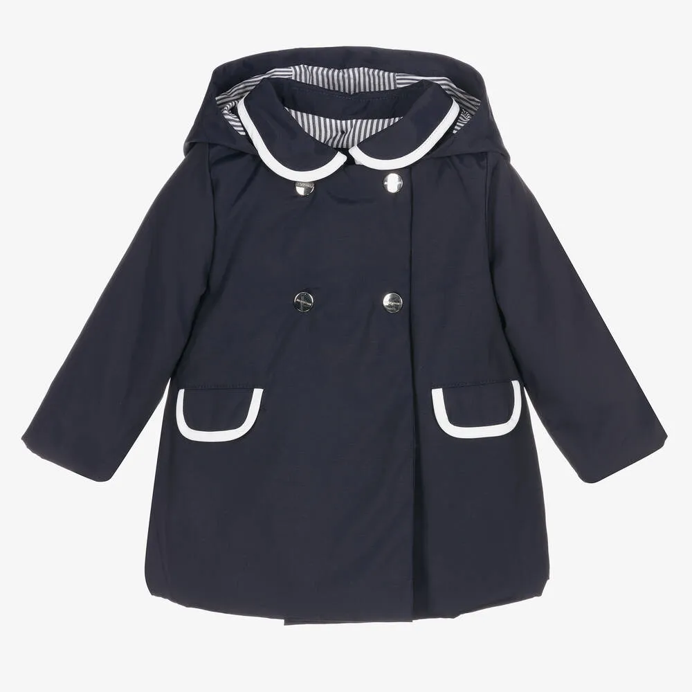 Girls Navy Blue Hooded Coat