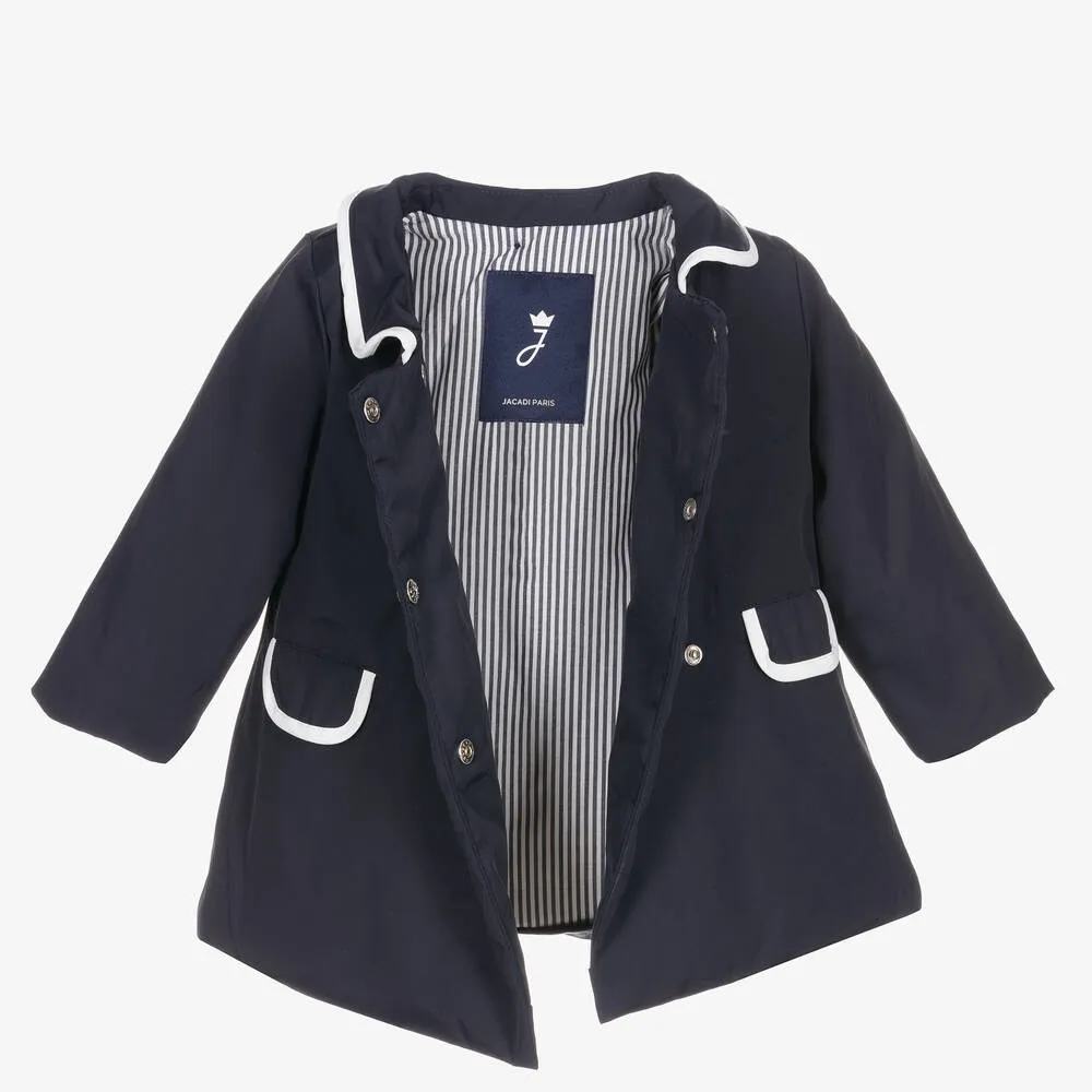 Girls Navy Blue Hooded Coat