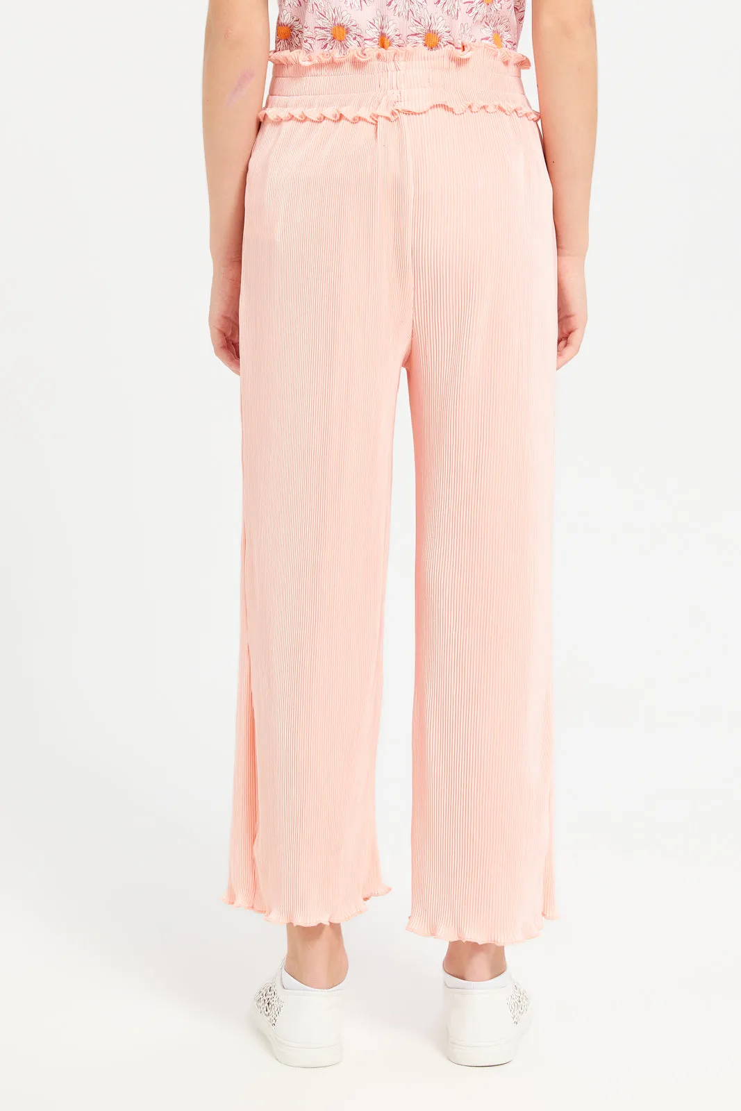 Girls Senior Pink Casual Trousers