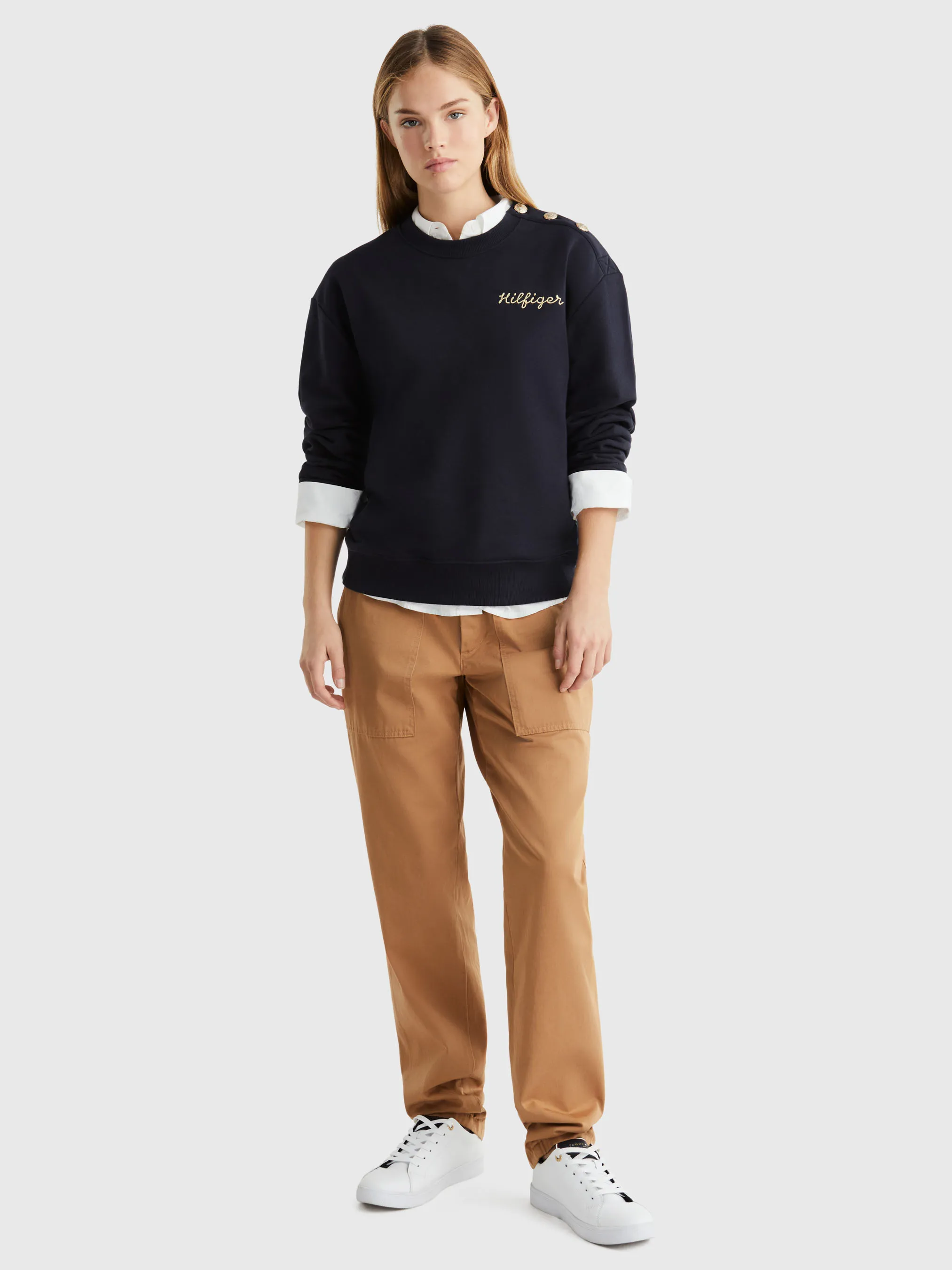 Gold Button Stripe Sweatshirt | Sweatshirts & Hoodies | Tommy Hilfiger