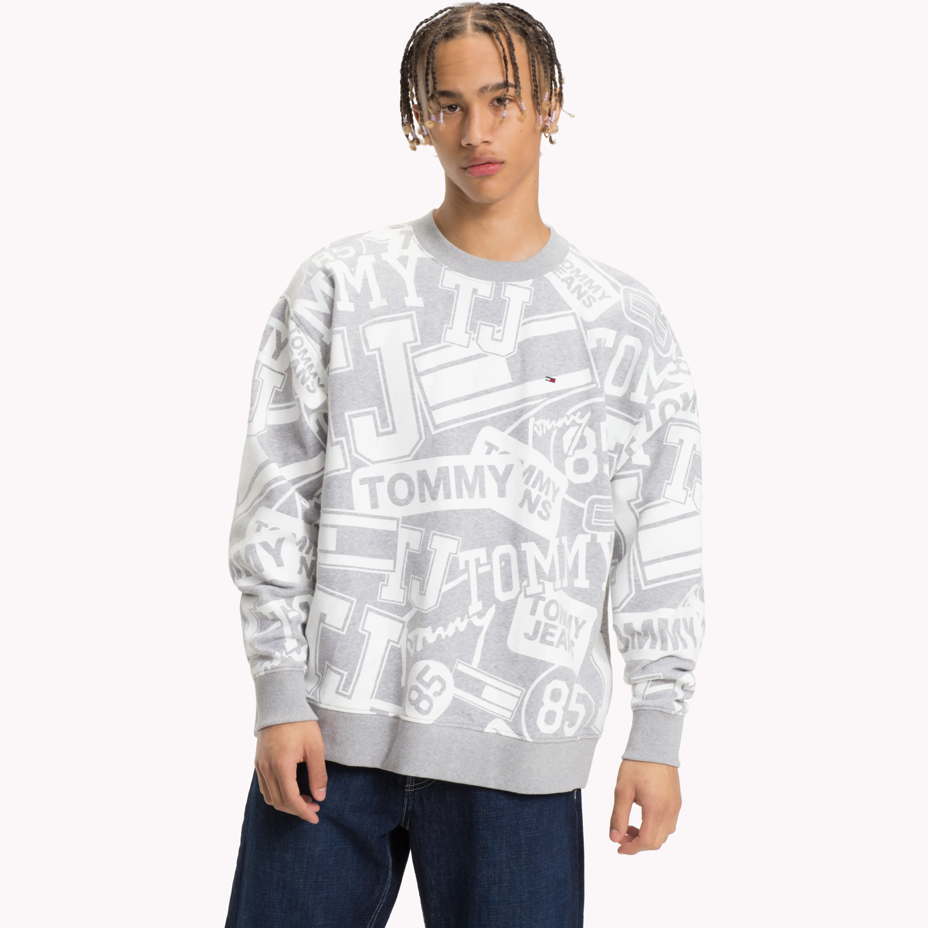 Grey Logo Print Jumper | Sweatshirts & Hoodies | Tommy Hilfiger