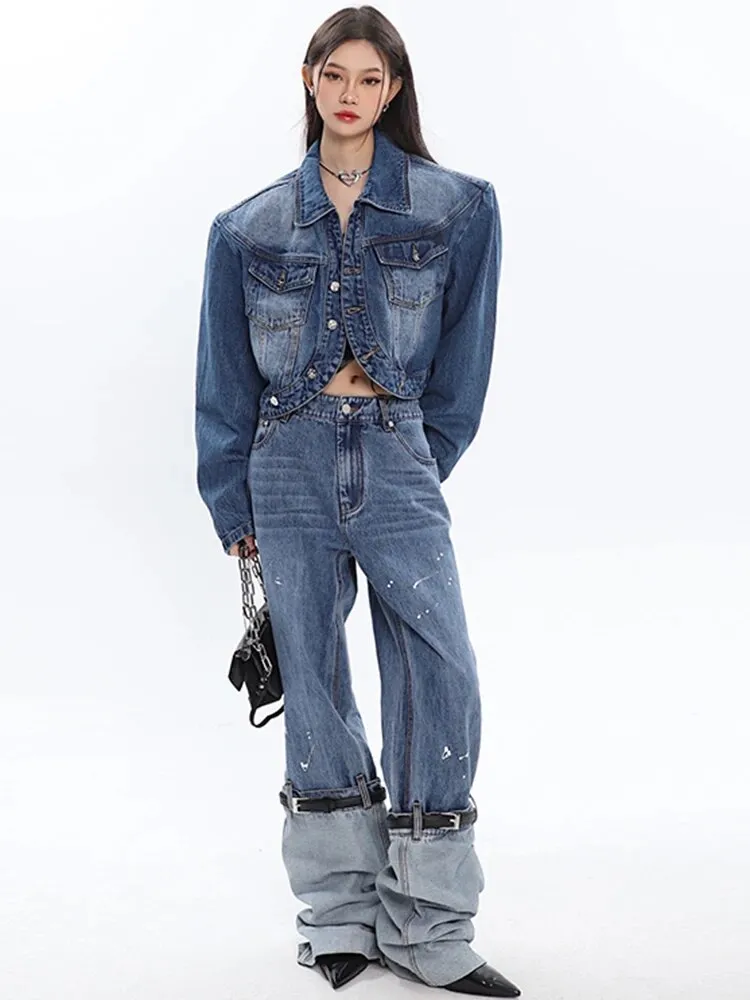 High-quality Patchwork Jeans American Minority Unique High Street Denim Pants Trousers 2023 Spring Y2k Clothes 5R1296