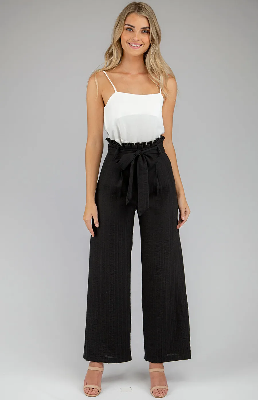 High Waisted Pants with Self Fabric Tie (APA835B)