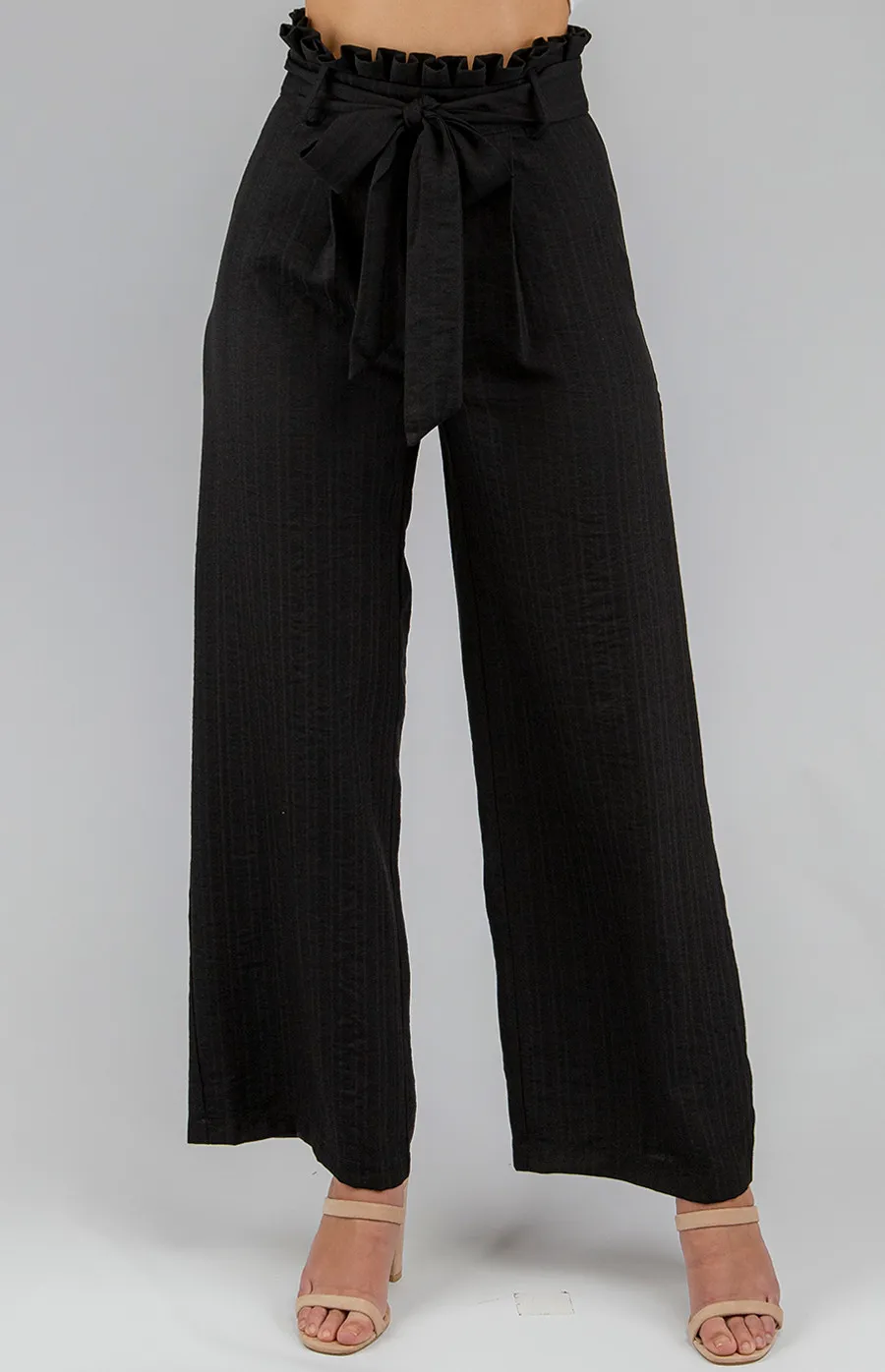 High Waisted Pants with Self Fabric Tie (APA835B)