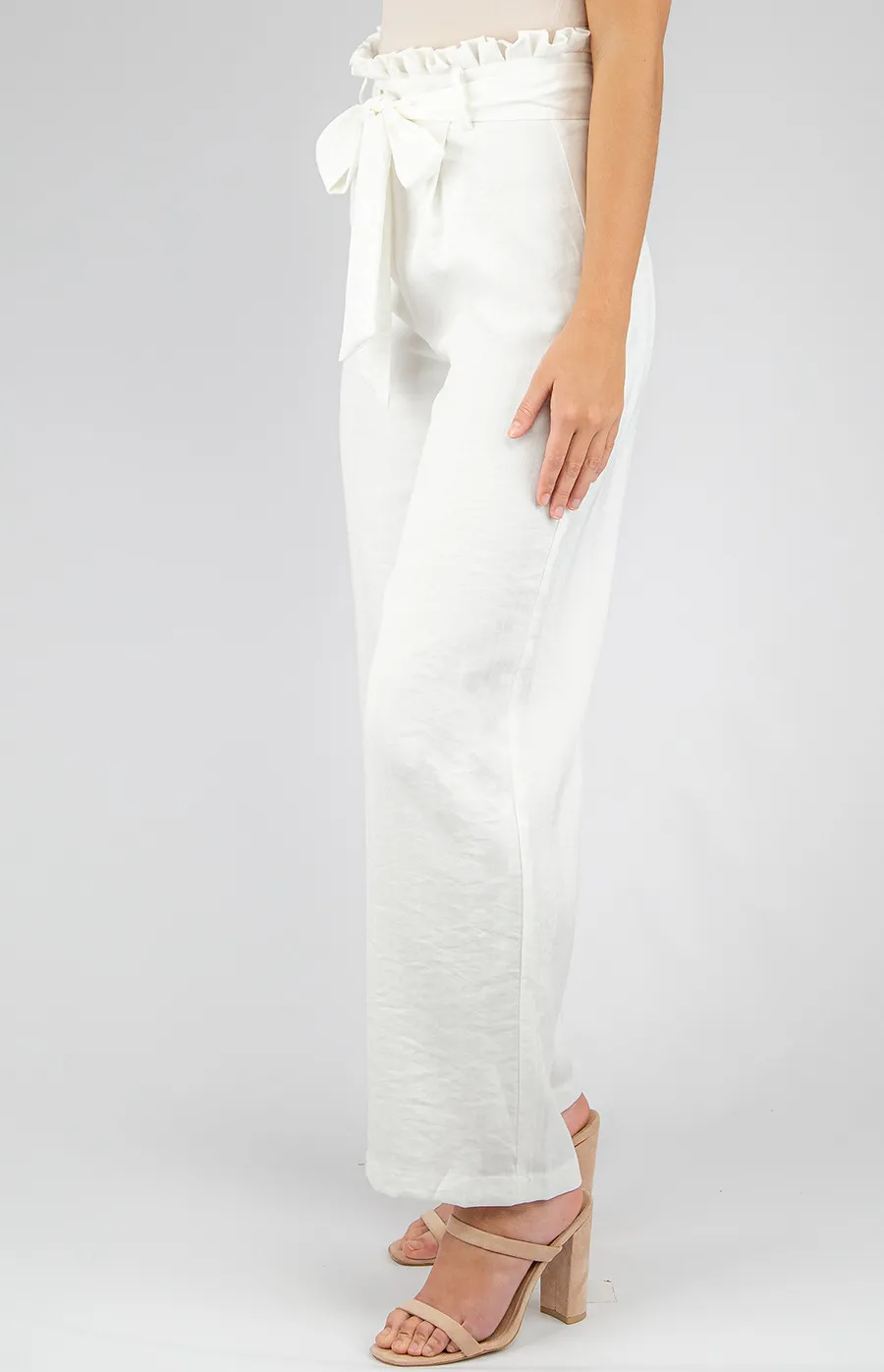 High Waisted Pants with Self Fabric Tie (APA835B)