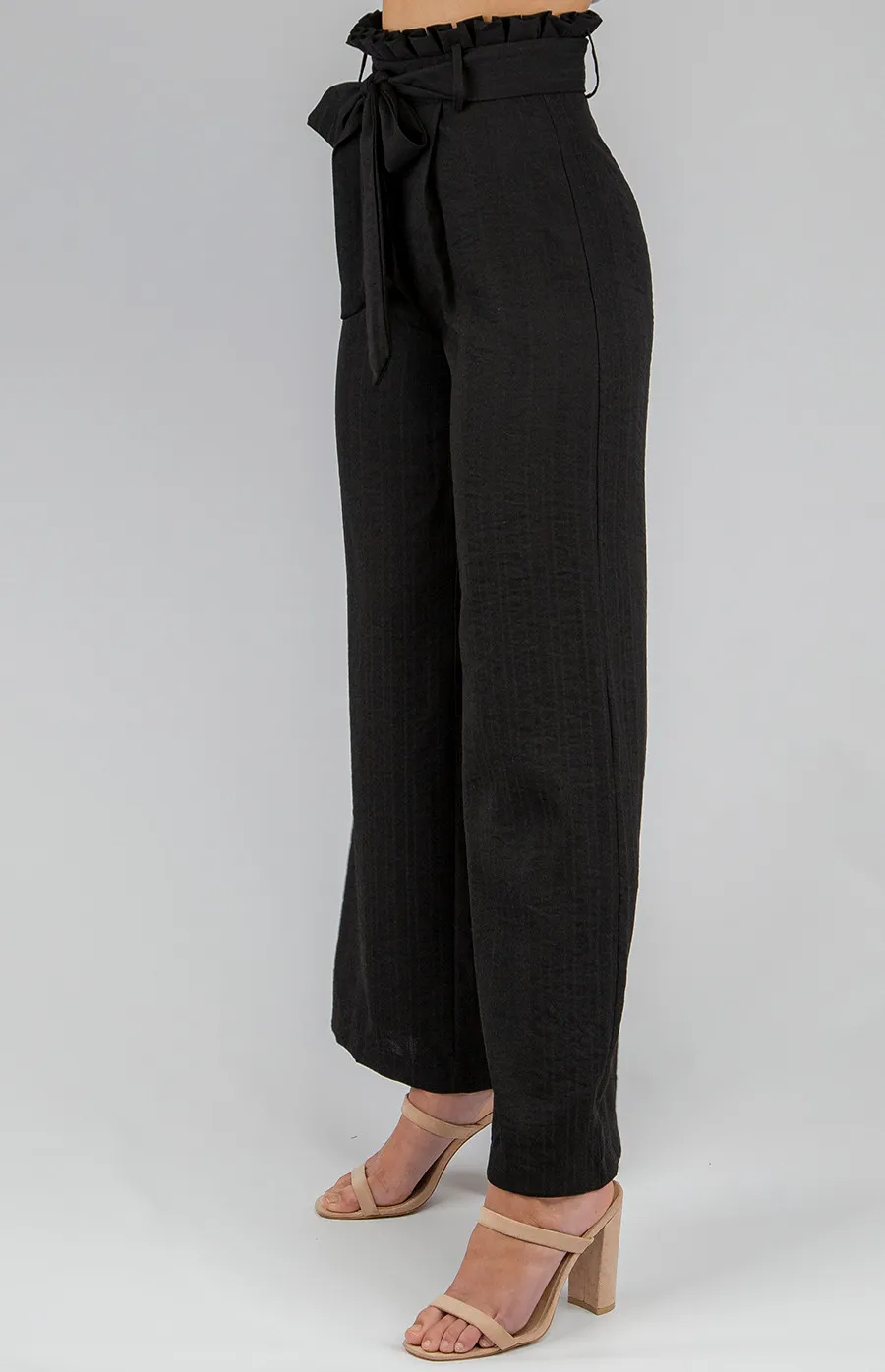 High Waisted Pants with Self Fabric Tie (APA835B)