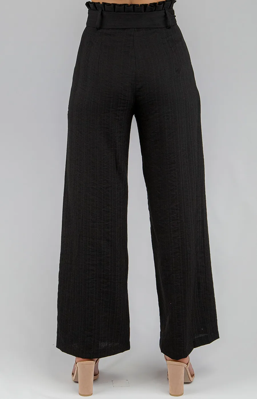 High Waisted Pants with Self Fabric Tie (APA835B)