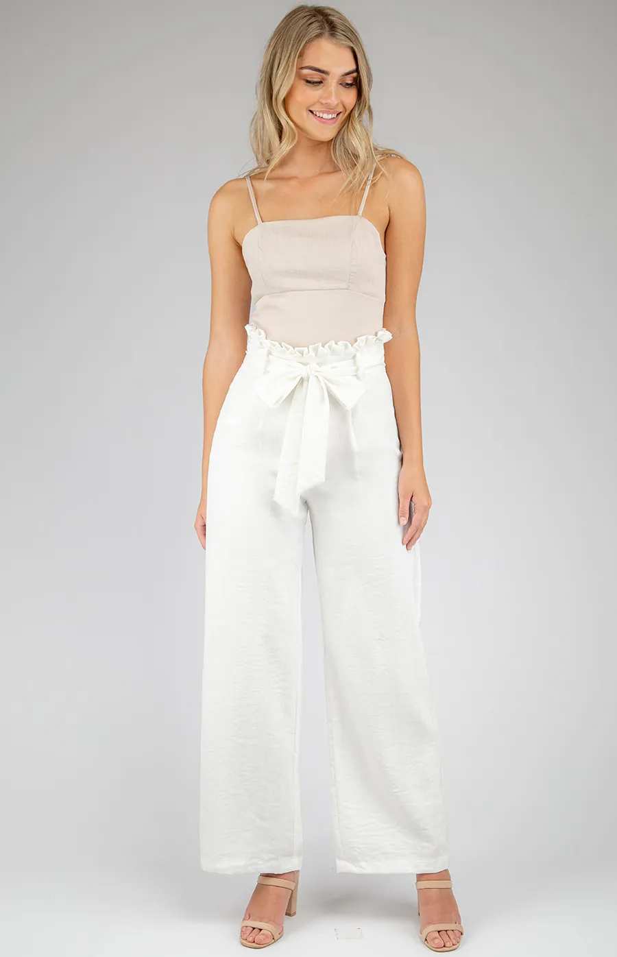 High Waisted Pants with Self Fabric Tie (APA835B)