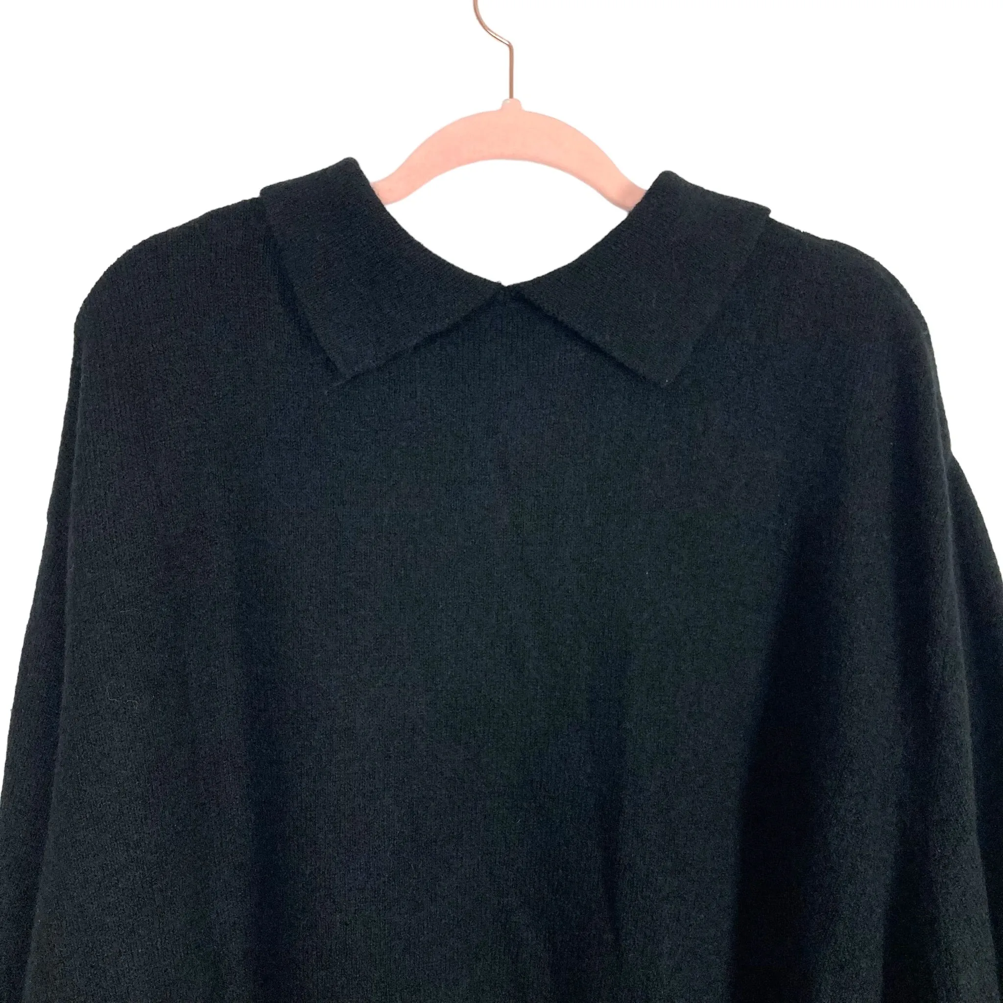 H&M Black Wool Blend with Rhinestone Buttons Collared Pullover Sweater NWT- Size XXL